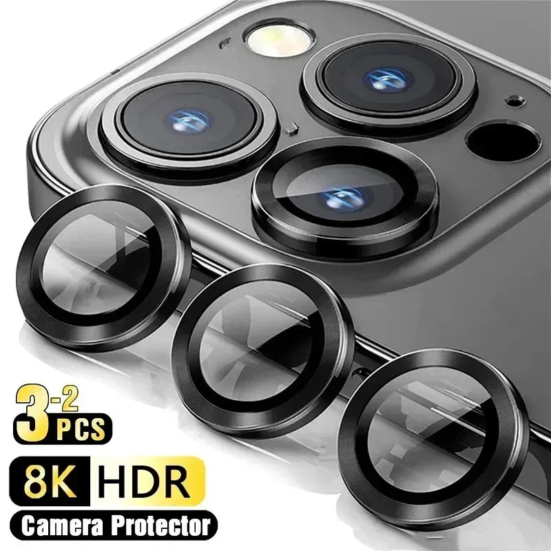 3-2pcs Metal Ring Camera Lens Protector for iPhone 12/13/14/15 pro Max 13 Mini 15 pro Max - Glass Lens Protection