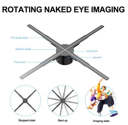 3d Hologram Fan,24.4" 2000*1444px Resolution 722 Pcs Hd Led Beads Hologram Fan Projector Advertising Display Support App+Bluetoo