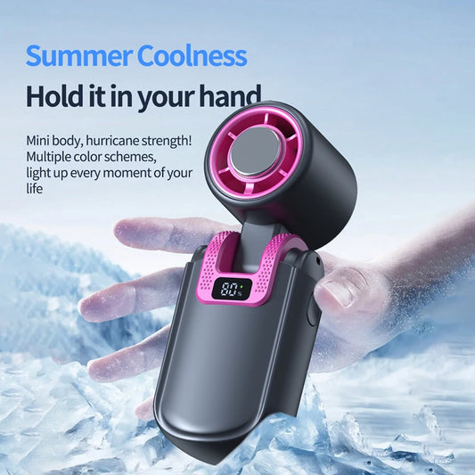 Mini Ice Cooling Portable Fan Turbo High Speed Handheld Fan Long Battery Life USB Rechargeable Foldable For Outdoor Travel