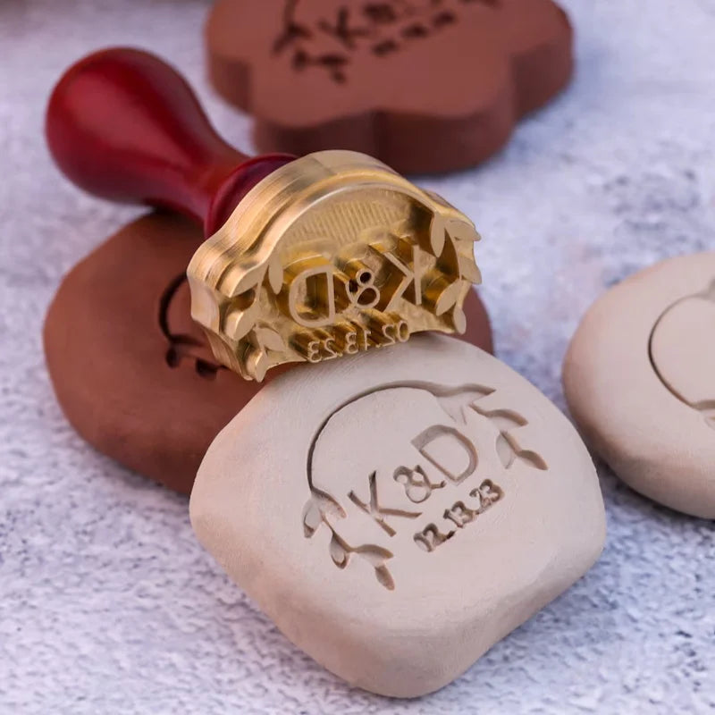 Valentine's Day Wedding Custom Clay Seal Set - 22/25/30/35/40mm Customizable Pottery Design Craft Tool with 1 Handle, Clay Craft