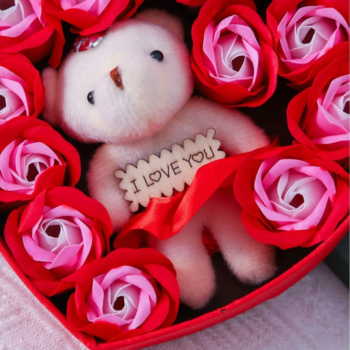 Valentines Day Gift for Her Gift Box with Bear Soap Rose Flower Romantic Mothers Day Wedding Birthday Gift Home Party Decor 1PC