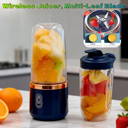Double Cup Portable Blender USB Juicer Fruit Mixer for Smoothies Milkshakes and Juices Compact Food Processor Orange Juicer