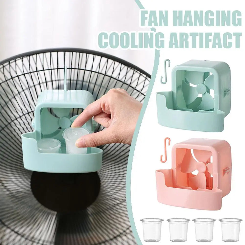 Electric Hanging Cooling Fan with 4 Ice Cups Mist Cooling Adapter Hangable Ice Holder Floor Fan for Household Rapid Cooling