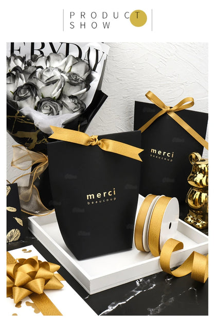 Gold Series Ribbon Birthday Happy Cake Baking Gift Decoration Flower Bundle Packaging Valentine's Day Wedding Party