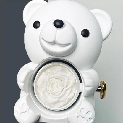 New Rotating Hugging Bear Rose Jewelry Box Eternal Flower Gift Box for Girl Mother's Day Valentine's Day Christmas Gift