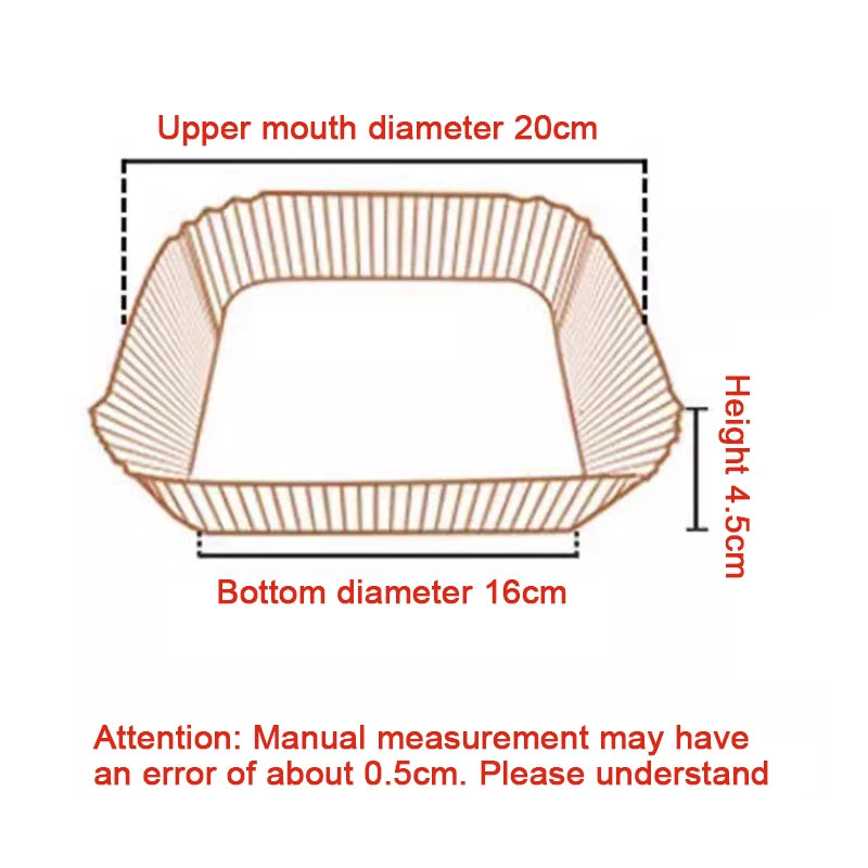 100Pcs Disposable Air Fryer Paper Oil Absorbing And Anti Oil Paper Tray Non Stick Baking Pad Large Toughness Square