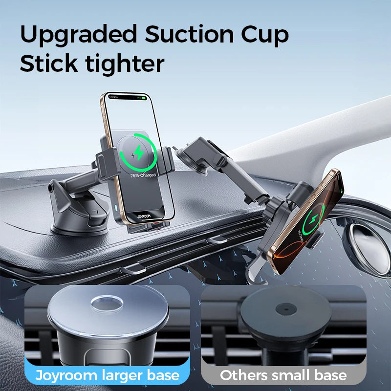Joyroom Car Phone Holder 15W Wireless Charging Car Holder Charger 360° Rotation One-Hand Operation Car Phone Mount For  4.7-7''