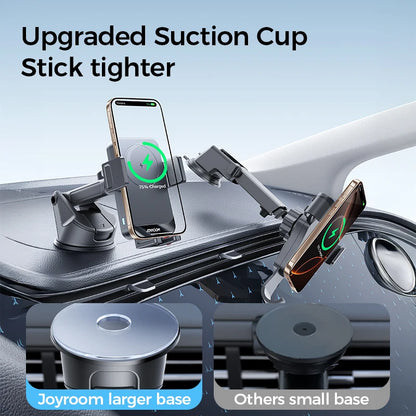 Joyroom Car Phone Holder 15W Wireless Charging Car Holder Charger 360° Rotation One-Hand Operation Car Phone Mount For  4.7-7''