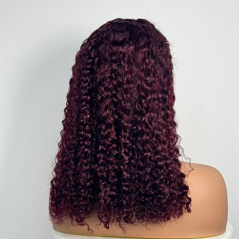 Double Drawn 250% Density Ombre 18 Inches Water Wave Curly Human Hair Wigs 13x4 Transparent Lace Frontal Hair Wig for Women
