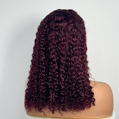 Double Drawn 250% Density Ombre 18 Inches Water Wave Curly Human Hair Wigs 13x4 Transparent Lace Frontal Hair Wig for Women
