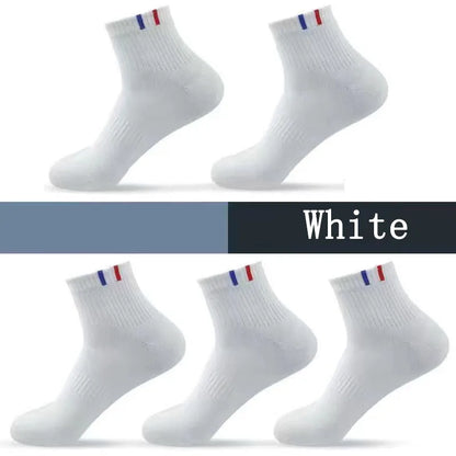 5 Pairs Socks Men Breathable Thickened Middle tube Solid Men's Spring Autumn Winter Warm White Black Sport Sock for Man Set Gift