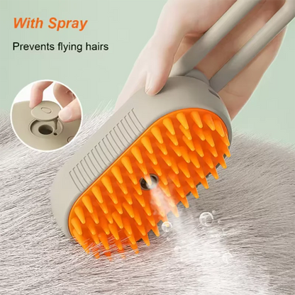 Steamy Dog Brush Electric Spray Cat Hair Brush 3 in1 Dog Steamer Brush for Massage Pet Grooming Removing Tangled and Loose Hair