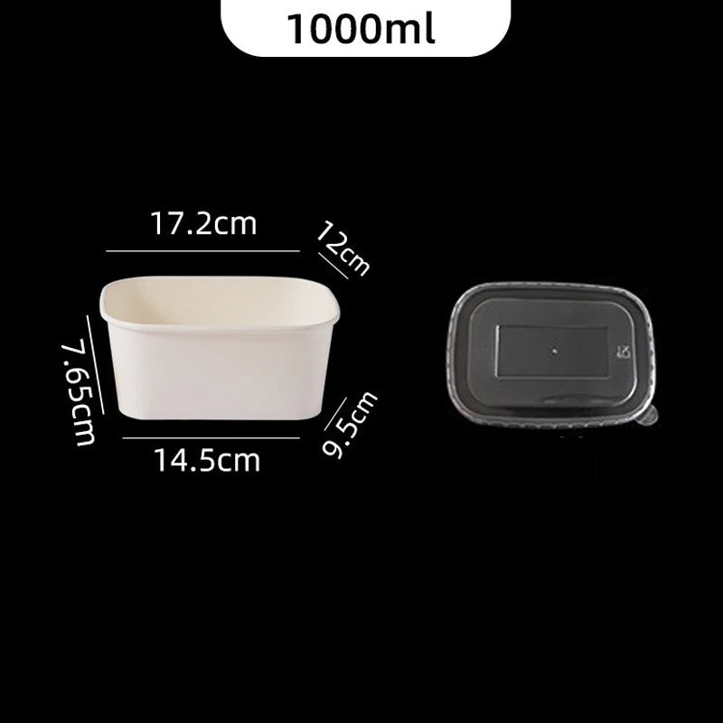 10Pcs/Set Disposable Paper Lunch Box Food Storage Containers With Lid Fruit Salad Cake Box Kitchen Accessories Party Supplies