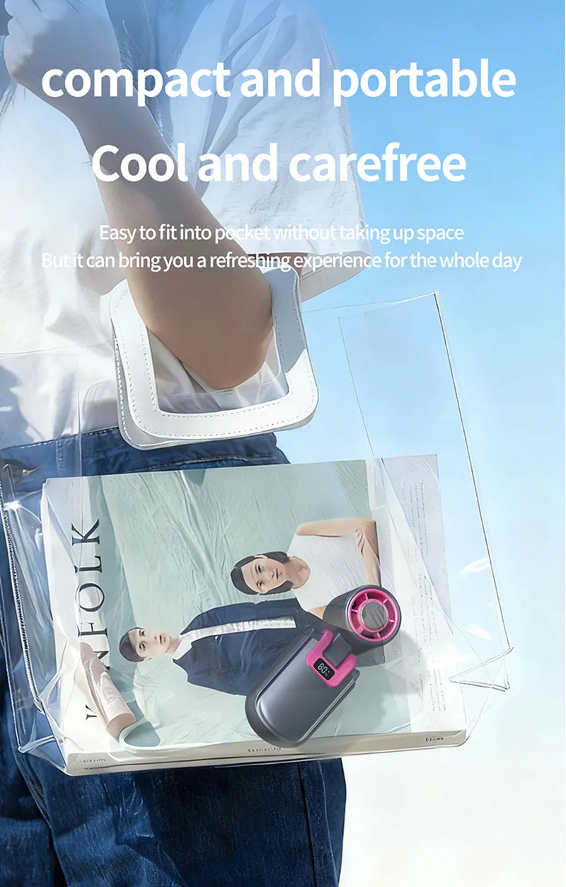 Mini Ice Cooling Portable Fan Turbo High Speed Handheld Fan Long Battery Life USB Rechargeable Foldable For Outdoor Travel