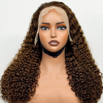 24 inch Full Water Wave Human Hair Wig 100% Human Hair 300% Density 13x4 Lace Frontal Front Curly Human Hair Wig for Black Women