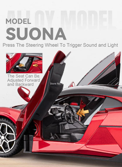 1:24 BYD YANGWANG U9 Models Toys Cars Alloy Diecast Wheel Pull Back Miniature Vehicles Doors Opened Car Birthday Gifts for Kids