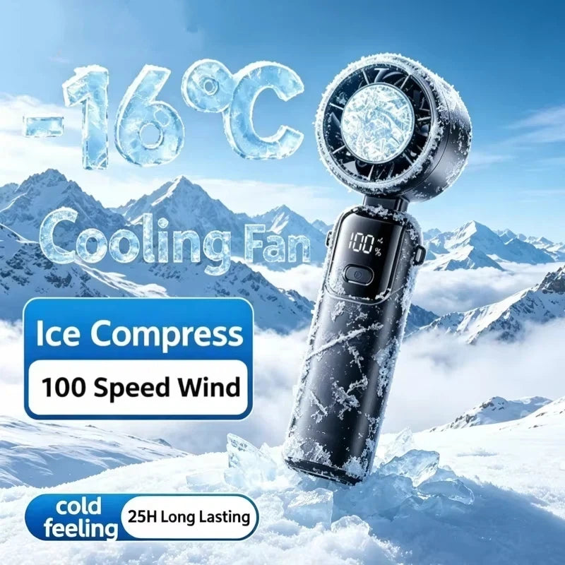 Ice Cooling Handheld Fan High speed  multiple gears Turbo Portable USB Desk Fan Foldable/Hangable Fast Chill Ice Compress
