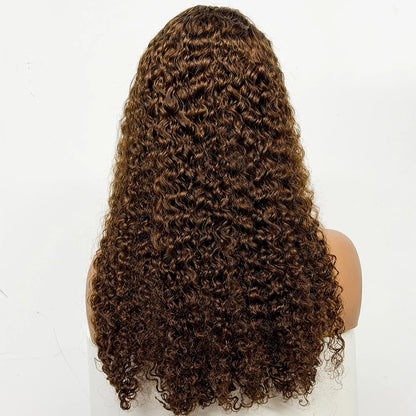24 inch Full Water Wave Human Hair Wig 100% Human Hair 300% Density 13x4 Lace Frontal Front Curly Human Hair Wig for Black Women