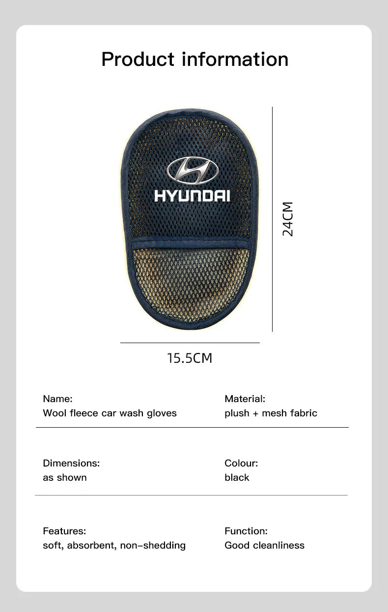 1Pcs Car Wash Glove Wool Soft Cleaning Brush Tools For Hyundai IONIQ Sonata Elantra Grandeur i20 i10 SantaFe i30 Palisade Bayon