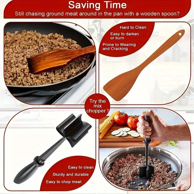 [1pc ABERZEY Meat Chopper] ABERZEY 1pc Heat Resistant Plastic Meat Chopper | Manual Hamburger Meat Shredder, Beef Grinder for Crafting Burgers, Turkey & More | No Electricity Needed