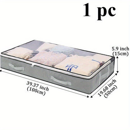 Under-Bed Storage Box with Flip-Top Lid - Durable Non-Woven Fabric Organizer for Blankets, Clothes & Bedding | Multi-Purpose Space-Saving Design, Dust-Resistant Contemporary Bedside Storage Solution, Bedroom Organizers And St