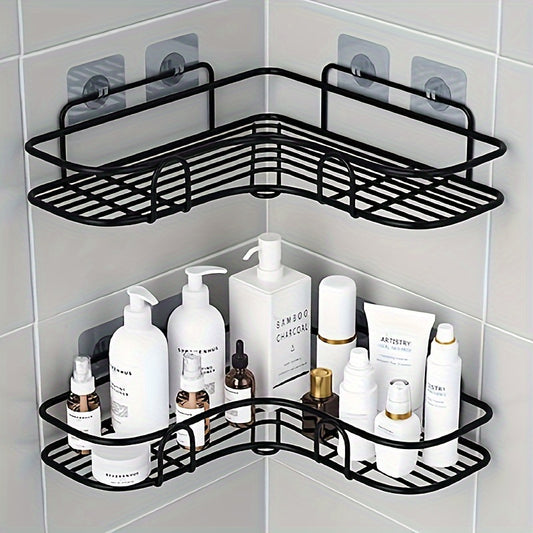 [Bathroom Storage Shelf] Rust-Resistant Corner Shower Rack | Wall-Mounted Bathroom Shelf for Shampoo, Toner, Cosmetics