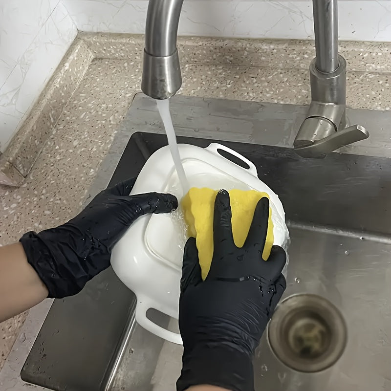 [Nitrile Gloves] 20/40/99 Nitrile Gloves, Black, Designed for Household Cleaning And As Disposable Gloves, Suitable for Cleaning Tasks, Cleaning, Heavy-Duty Gloves, Single-Use Nitrile Gloves
