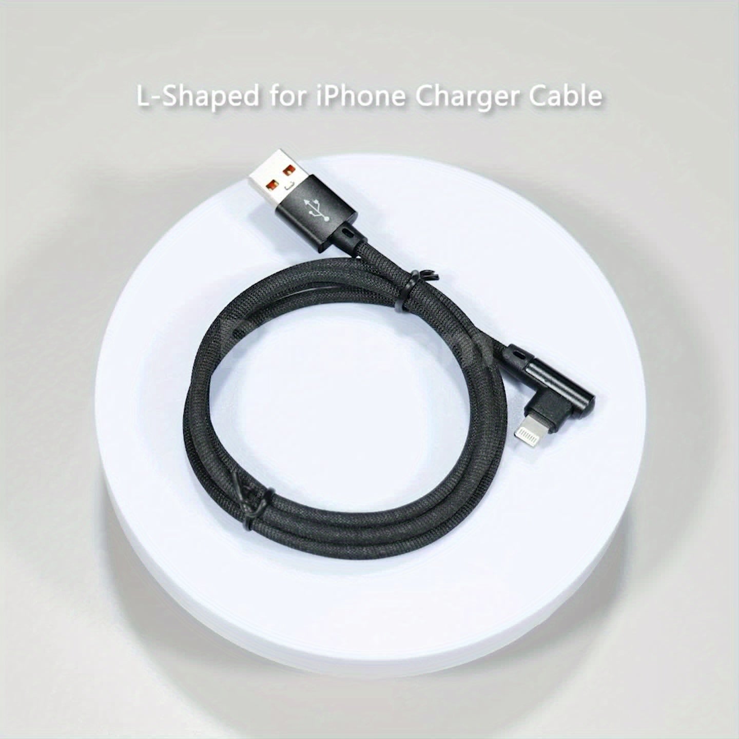 [Fast L-Shaped USB Cable] Fast Charging L-Shaped USB Cable for iPhone 14, 13, 12, 11, X, 8, 7, 7 Plus, 6, 6S, 5 and iPad