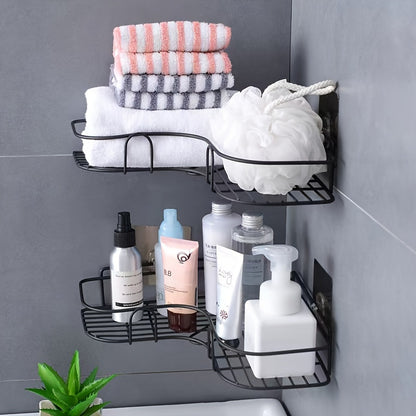 [Bathroom Storage Shelf] Rust-Resistant Corner Shower Rack | Wall-Mounted Bathroom Shelf for Shampoo, Toner, Cosmetics