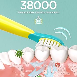 Fairywill 2001 Family Kids Sonic Electric Toothbrush Rechargeable Soft Tongue Cleaner Smart Timer and 3 Modes 4 Hours Charge