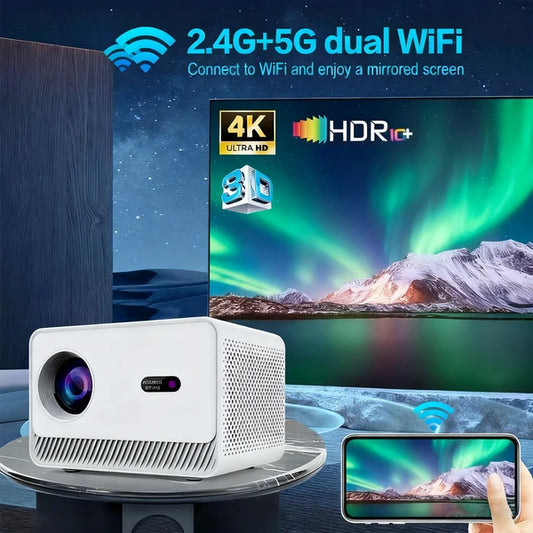 Smart Projector, Support 4K Decoding,  Android 13, T950S Quad-Core, 2 Plus 16GB Memory, Dual-Band WiFi, Home Office Projector