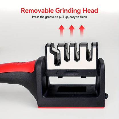 4-Stage Professional Knife Sharpener | High-Precision Whetstone, Diamond, and Ceramic Sharpening Stone with Non-Slip Grip | Easy to Use, Fast Sharpening, Long-Lasting Performance, Suitable for Father'S Day