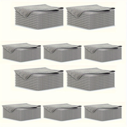 20-Pack Microfiber Cleaning Cloths for Kitchen, Ultra-Soft & Absorbent, Light Gray Square Towels - Machine Washable, Stain-Removing for Glass, Countertops, Dishes & More