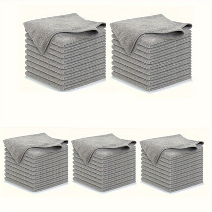 20-Pack Microfiber Cleaning Cloths for Kitchen, Ultra-Soft & Absorbent, Light Gray Square Towels - Machine Washable, Stain-Removing for Glass, Countertops, Dishes & More
