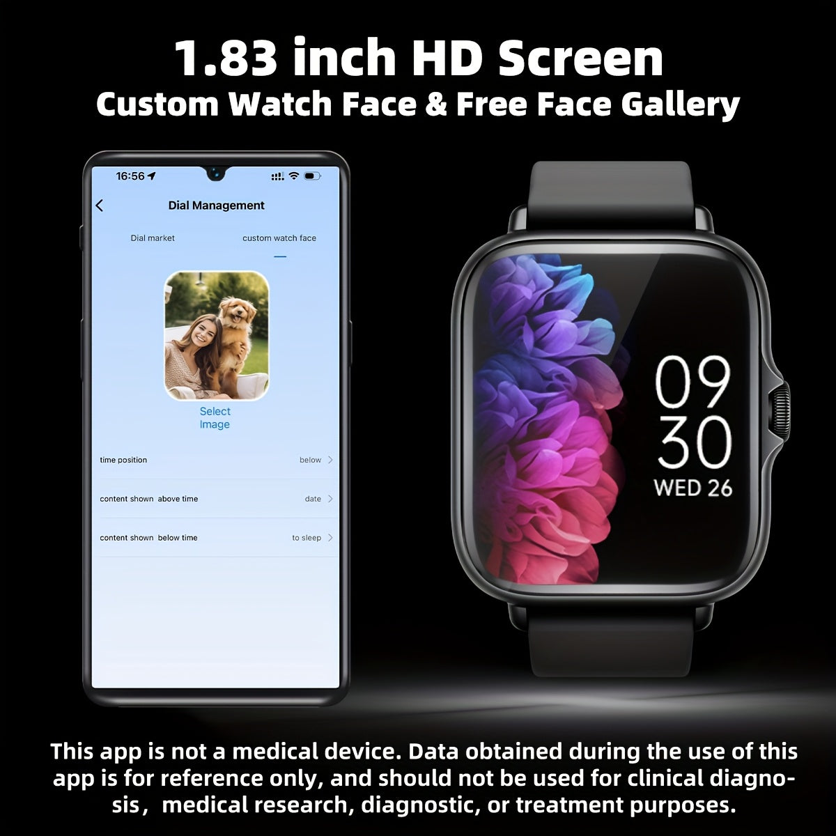 Sports Smart Watch, 1. 83'' Full Touch Screen Display with Message, Answer Make Call Smartwatch, Sleep Monitoring, Sports Pedometer, Information Alerts, for iPhone Android Phones, Smartbands Fitness Watch for Women Men Friend