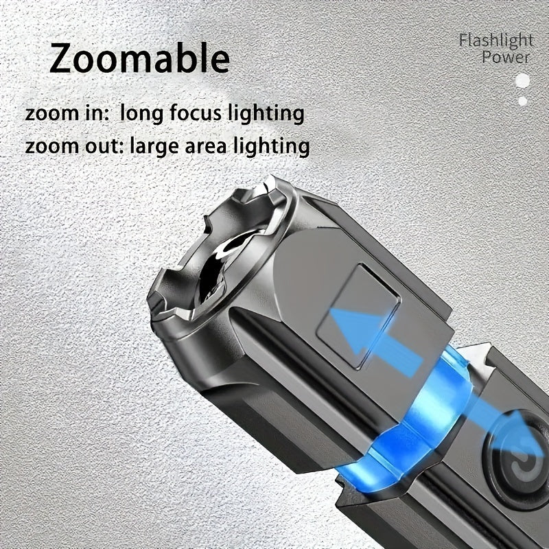 [Powerful Zoomable] Powerful Zoomable Flashlight | 1pc Outdoor Multi-functional Portable Home Small Telescopic Zoom Light