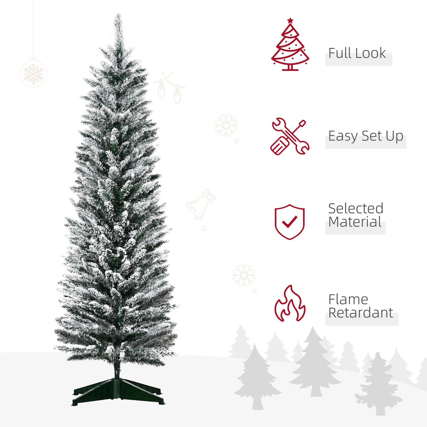 5' Snow Flocked Artificial Pencil Christmas Tree
