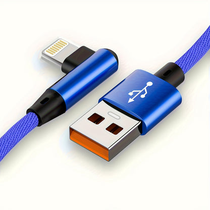[Fast L-Shaped USB Cable] Fast Charging L-Shaped USB Cable for iPhone 14, 13, 12, 11, X, 8, 7, 7 Plus, 6, 6S, 5 and iPad