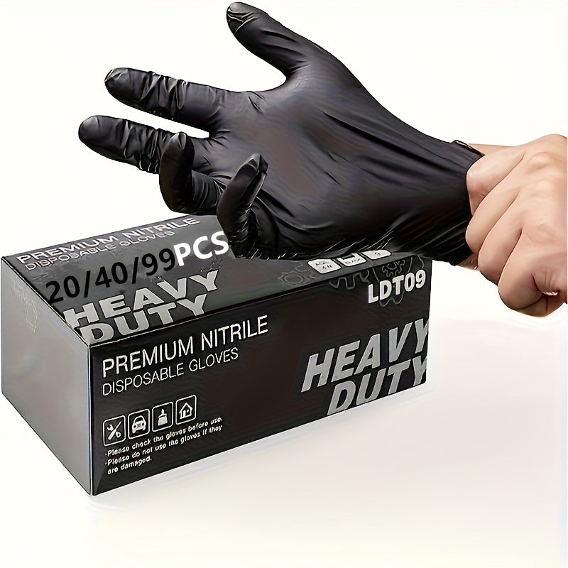 [Nitrile Gloves] 20/40/99 Nitrile Gloves, Black, Designed for Household Cleaning And As Disposable Gloves, Suitable for Cleaning Tasks, Cleaning, Heavy-Duty Gloves, Single-Use Nitrile Gloves