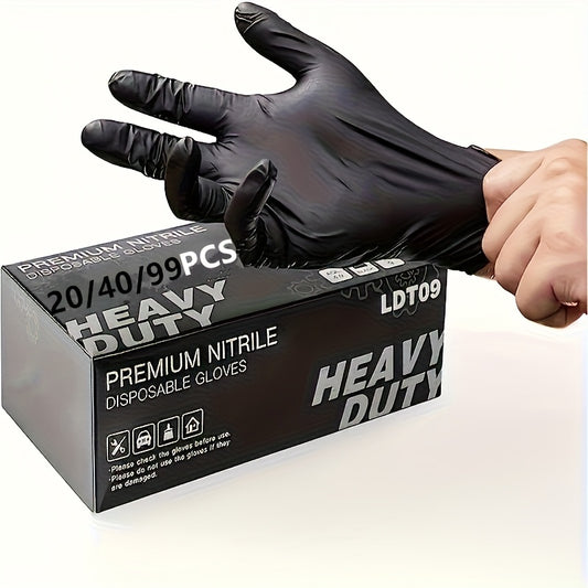 [Nitrile Gloves] 20/40/99 Nitrile Gloves, Black, Designed for Household Cleaning And As Disposable Gloves, Suitable for Cleaning Tasks, Cleaning, Heavy-Duty Gloves, Single-Use Nitrile Gloves