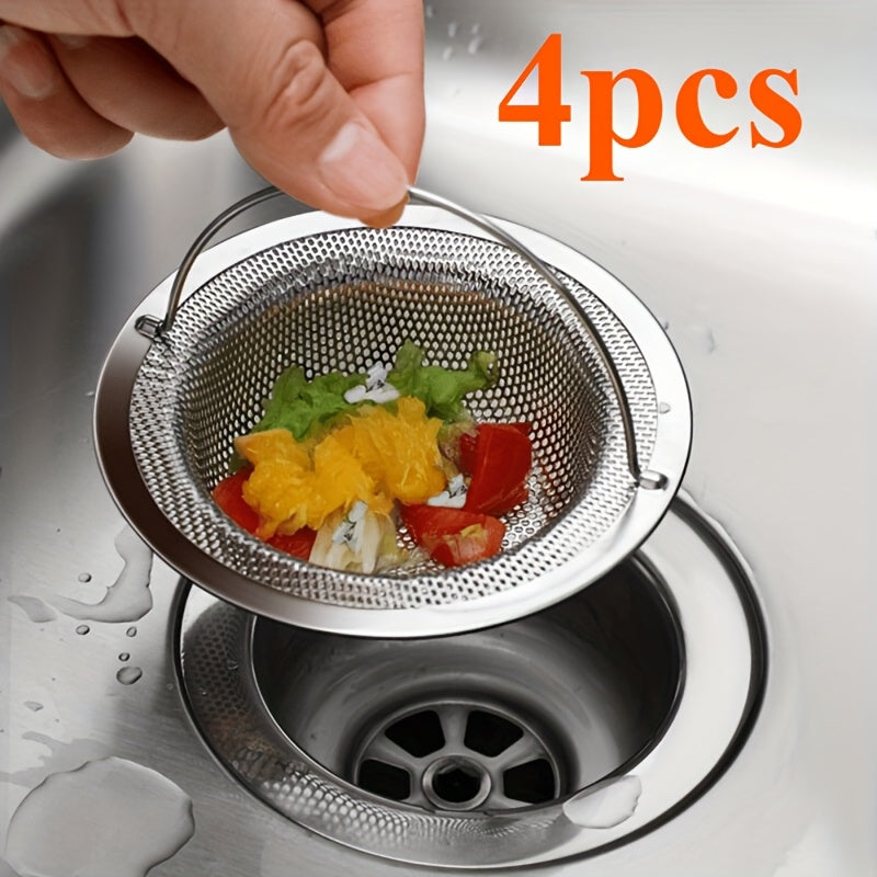 1-6pcs Stainless Steel Sink Strainer with Handle - Rust-Resistant Mesh Design, Suitable for Kitchen and Bathroom Sinks, Easy to Prevent Clogging, Perfect for Draining Fruits and Vegetables
