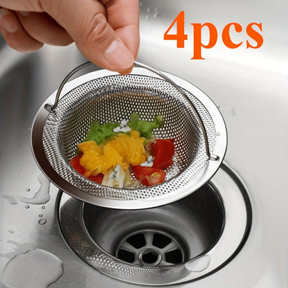 1-6pcs Stainless Steel Sink Strainer with Handle - Rust-Resistant Mesh Design, Suitable for Kitchen and Bathroom Sinks, Easy to Prevent Clogging, Perfect for Draining Fruits and Vegetables