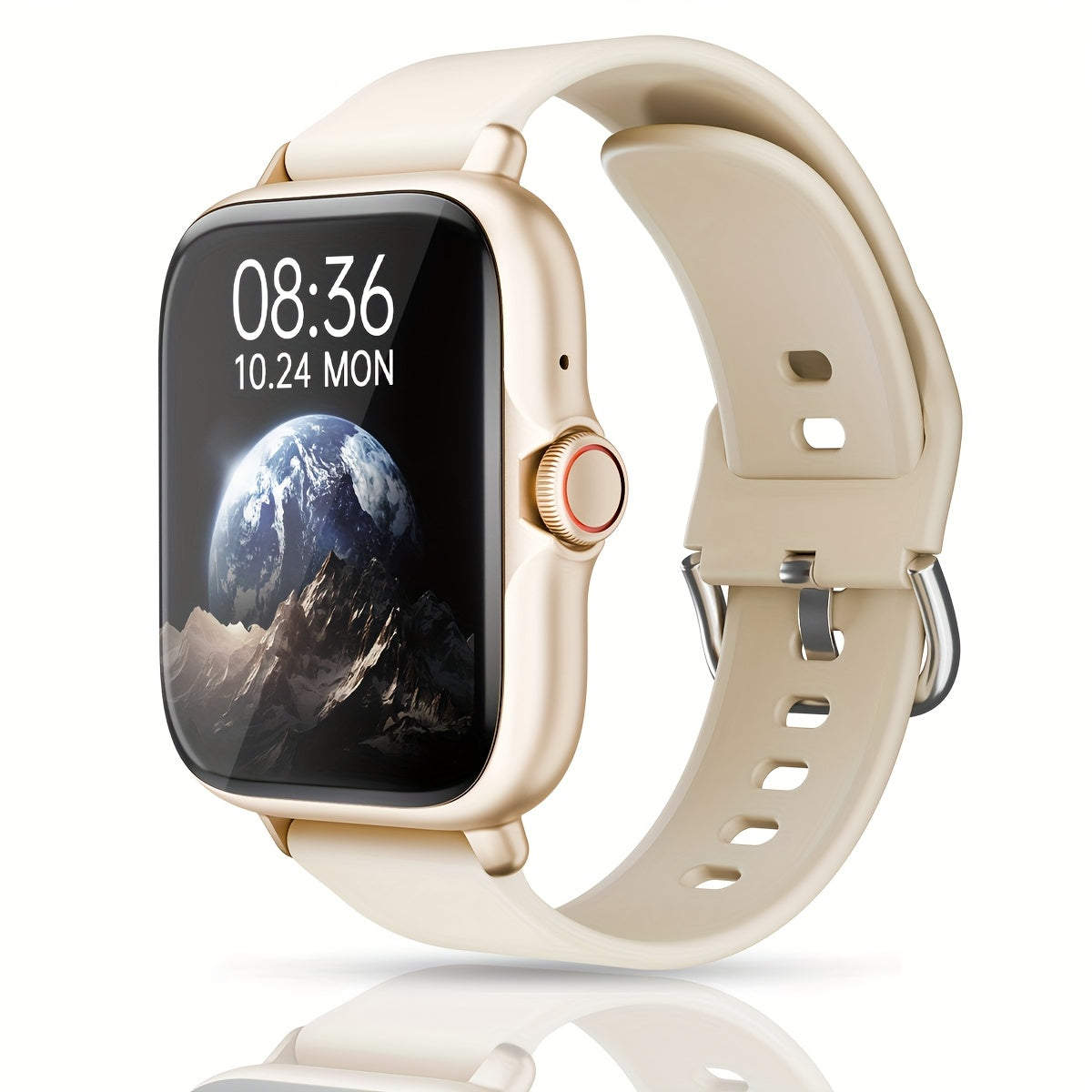 1.83'' Full Touch Screen Smart Watch • Message Alerts, Call Answering • Sports Pedometer, Health Monitoring • Compatible with iPhone/Android • Alloy Body, Silicone Strap • DESERTCAT - Ideal Gift for Birthdays