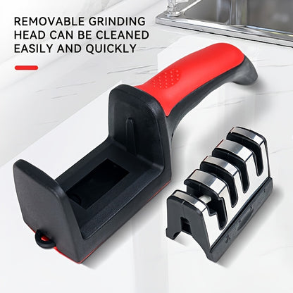 4-Stage Professional Knife Sharpener | High-Precision Whetstone, Diamond, and Ceramic Sharpening Stone with Non-Slip Grip | Easy to Use, Fast Sharpening, Long-Lasting Performance, Suitable for Father'S Day