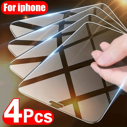 [4pcs HD Tempered Glass] 4pcs HD Tempered Glass Screen Protection for iPhone 11 12 13 14 15 16 17 Pro 13 14 15 16 17 Pro Max 17 Air 16e 14 15 16 Plus Protective Glass Film