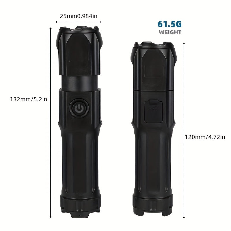 [Powerful Zoomable] Powerful Zoomable Flashlight | 1pc Outdoor Multi-functional Portable Home Small Telescopic Zoom Light