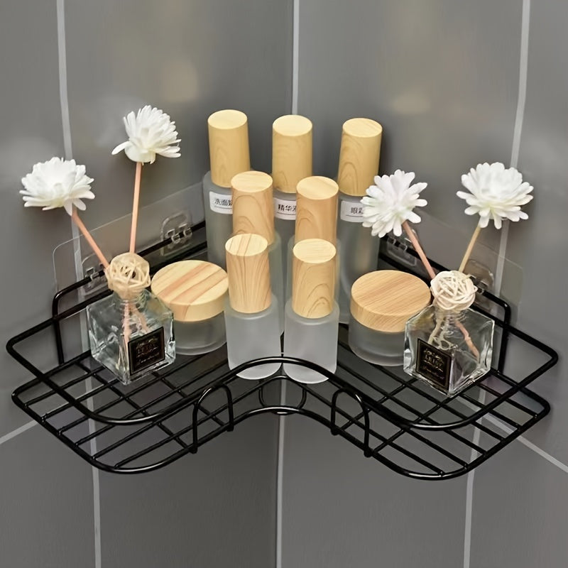 [Bathroom Storage Shelf] Rust-Resistant Corner Shower Rack | Wall-Mounted Bathroom Shelf for Shampoo, Toner, Cosmetics