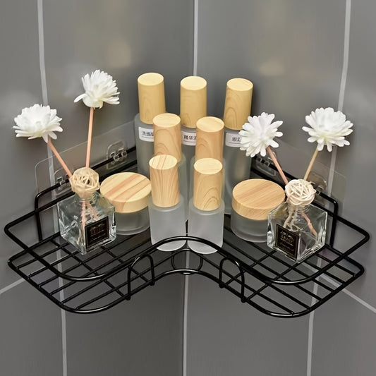 [Bathroom Storage Shelf] Rust-Resistant Corner Shower Rack | Wall-Mounted Bathroom Shelf for Shampoo, Toner, Cosmetics