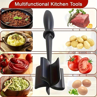 [1pc ABERZEY Meat Chopper] ABERZEY 1pc Heat Resistant Plastic Meat Chopper | Manual Hamburger Meat Shredder, Beef Grinder for Crafting Burgers, Turkey & More | No Electricity Needed